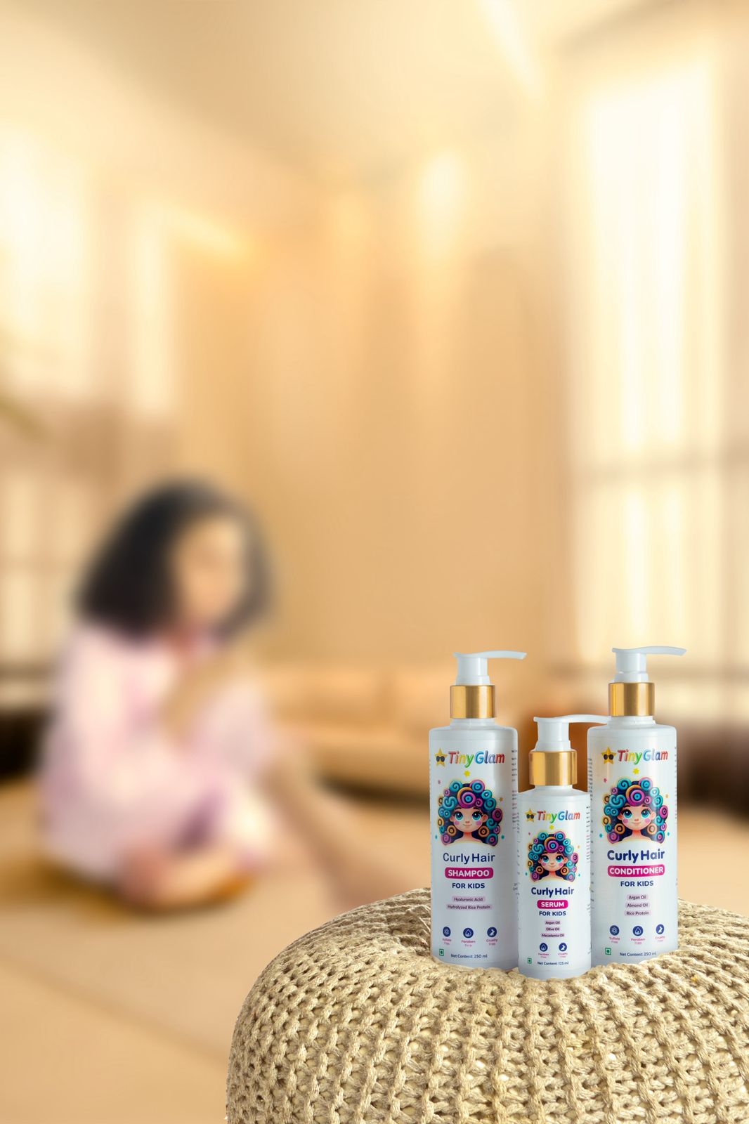 TinyGlam Curly Hair Complete Care Kit | Shampoo, Conditioner & Serum Combo ₹2,099