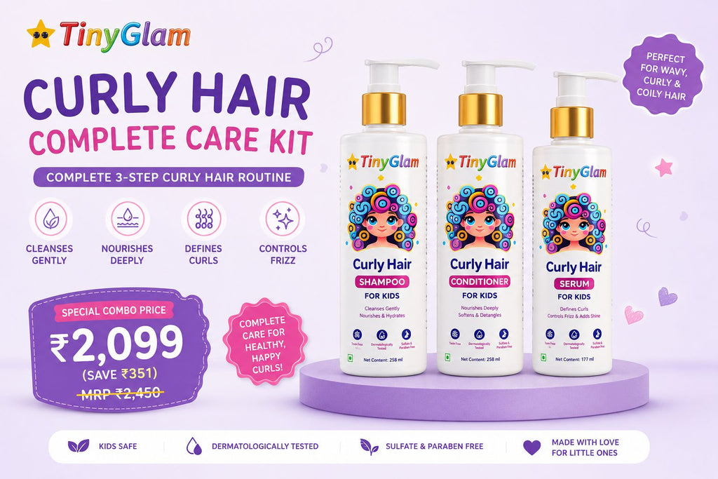 TinyGlam Curly Hair Complete Care Kit | Shampoo, Conditioner & Serum Combo ₹2,099